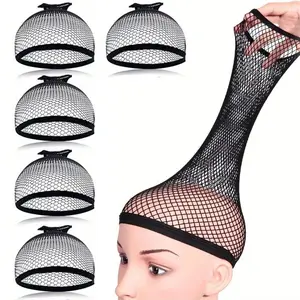 5pcs Women's Mesh Wig Cap Elastic Open Wig Cap for Long and Short Hair Exquisite Elastic Edge Delicate Mesh