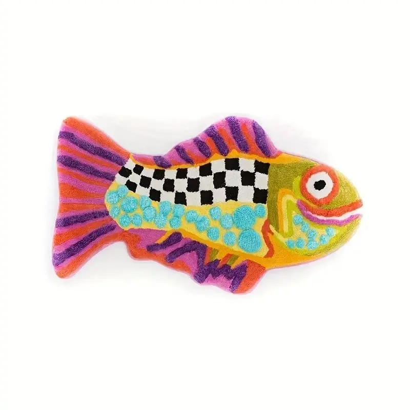 Creative Colorful Ugly Fish Bath Mat, Absorbent Thick Shower Room Foot Pad, Bathroom Door Mat, Bathroom Floor Mat, Bath Mats for Bathroom, Home Decor, Non-Slip Rubber Material