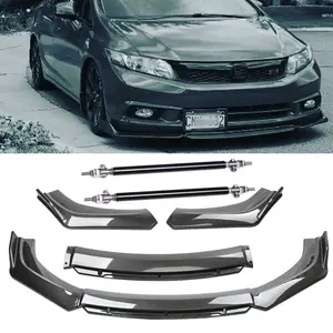 For Honda Civic Sedan Front Bumper Lip Splitter Spoiler/Strut Rods Carbon Fiber