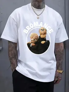 Men'S Statler & Waldorf Puppet Show Graphic T-Shirt - White Casual Round Neck Tee with Vintage Puppet Design, Machine Washable, All-Season Comfort Fit, Puppet Tshirt