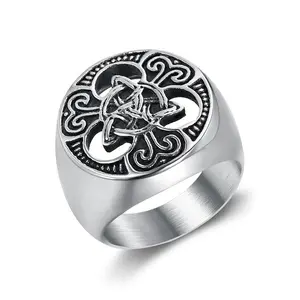 Men's Fashionable Hollow Stainless Steel Irish Celtic Knot Ring Jewelry - Thanksgiving Gift for Men