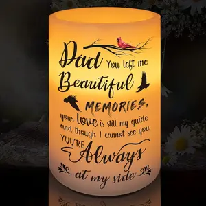 Flameless Memorial Candle, Real Wax LED Light with Timer, Sympathy  for Loss of Father, 6 inch x 4 inch