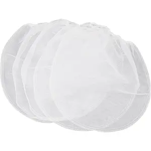 Strainer Bags 1 Gallon  Filter Bag White Fine Mesh Disposable Bag Bucket Strainer with Elastic Drawstring Top Opening for  Gardening, 5 Pack