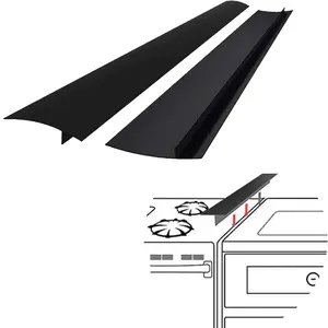 2 Pack Silicone Stove Gap Covers ,Oven Gap Filler, Heat Resistant Stove Gap Filler, Seal Gap between Stovetop and Counter,  (21 inch, Black) Kitchen Cabinets