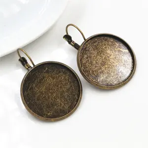 25mm 10pcs Antique Bronze French Lever Back Earrings Blank/Base,fit 25mm glass cabochons,buttons;earring bezels  (L5-01)