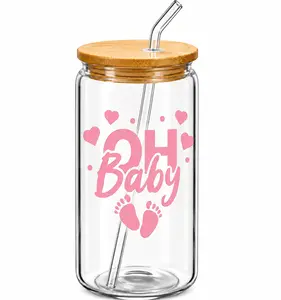 Oh Baby + Baby Feet Glass Tumbler -16oz