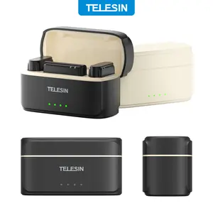 TELESIN Mobile button microphone compatible with TP-C compact, strong battery life, noise reduction, and sound reception at a range of 100 meters