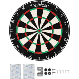 VEVOR Dart Board, High - Grade Self - Healing Sisal Fiber Dartboard with Staple - Free Bullseye, Blade Wire Rotating Number Ring, 17.7 Professional Dartboard for Home Party Game Room (Darts Not Included)