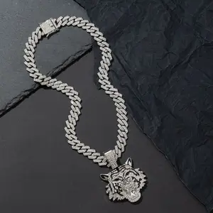 Tiger Head Pendant Cuban Chain Necklace