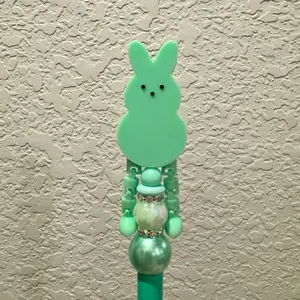 1pc Bunny Flexi Pen Topper, HALF hole bead, pastel bunny for Beadable Pen