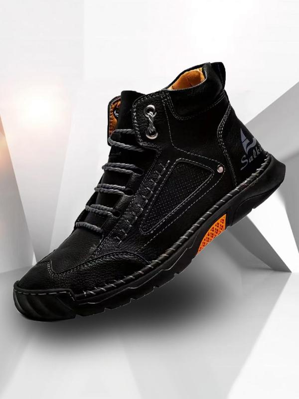 Men's Outdoor Lightweight Hiking Boots, Casual Sporty Lace Up Boots for Outdoor Activities, Fashionable Western Cowboy Style Shoes for Daily Wear