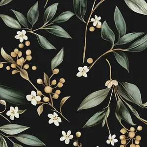 Long Dark Peel and Stick Wallpaper 17.5" x 393" – Vintage Floral Green Leaf Botanical Self-Vinyl Contact Paper for Bedroom Cabinet Drawer PVC DIY
