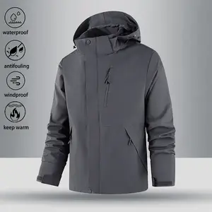 Men’s windproof, waterproof, stain-resistant fashionable hooded multifunctional casual zip-up jacket