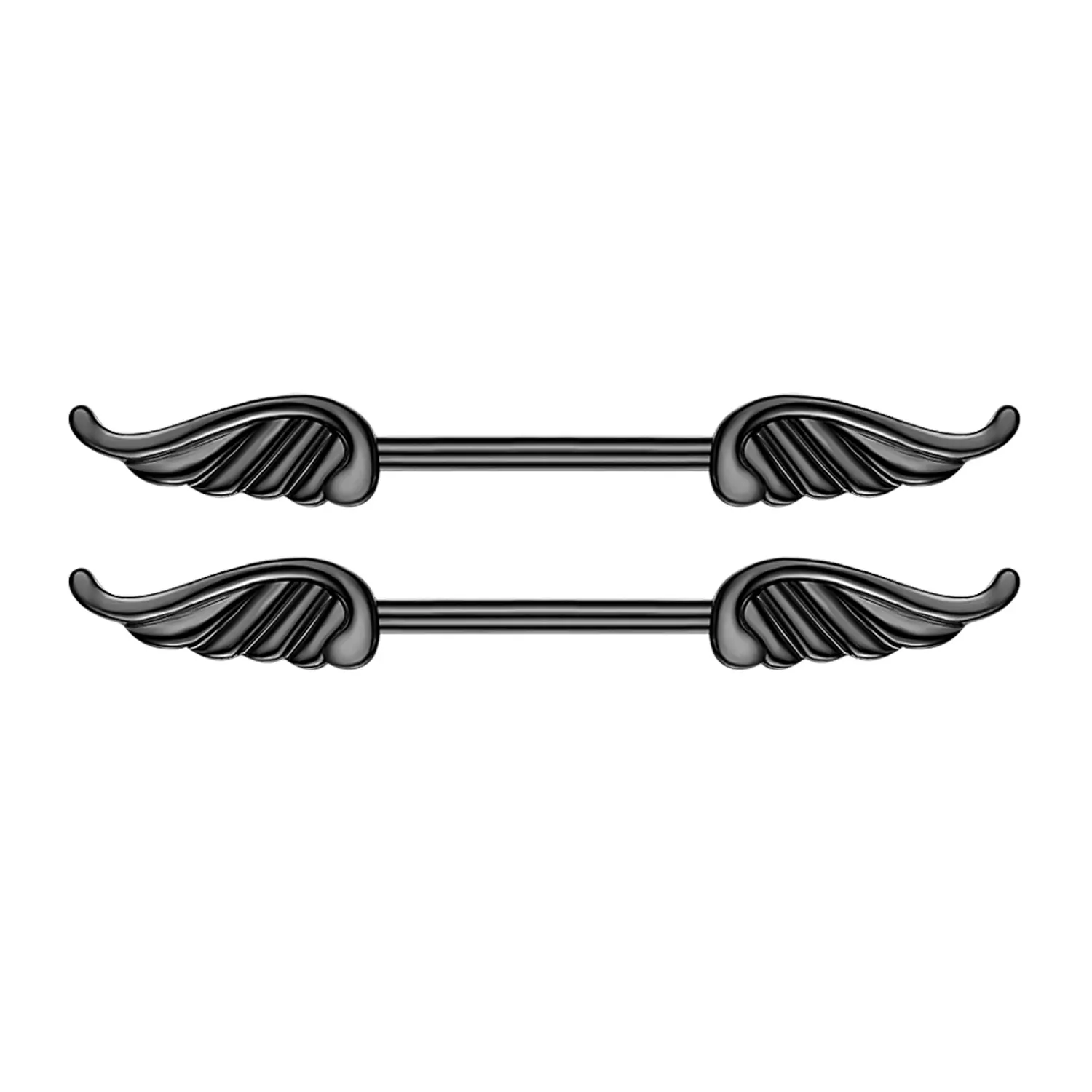 OIDEA Classic Angel Wings Nipple Barbell - Women's Long Straight Body Piercing Bar, Brass & 316 Surgical Steel Body-Safe Piercing Jewelry, Surgical Steel Piercing Jewelry
