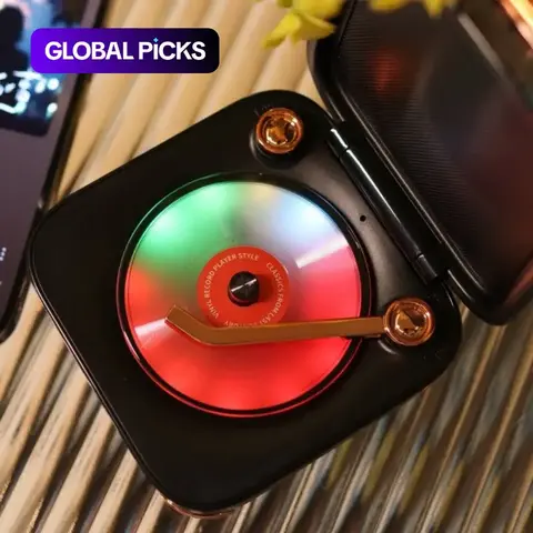 Portable Wireless Speaker, Mini Stereo Speaker with Nostalgic Recording Function and RGB Light, Compact Portable Audio Wireless Audio Speaker for Party, Travel and Home Use #GLOBAL PICKS