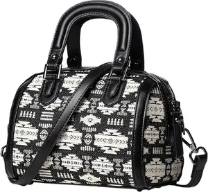 Women's Aztec Bucket Crossbody Bag - Casual Purse with Zip, Adjustable Strap, Top Handle, Durable Stylish Material, Large Spacious Capacity