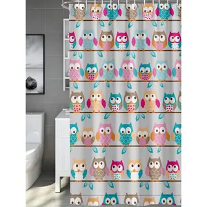 1pc Owl Pattern Waterproof Shower Curtain Home Bathroom Decor Fall Decor Bathroom Accessories Back To School