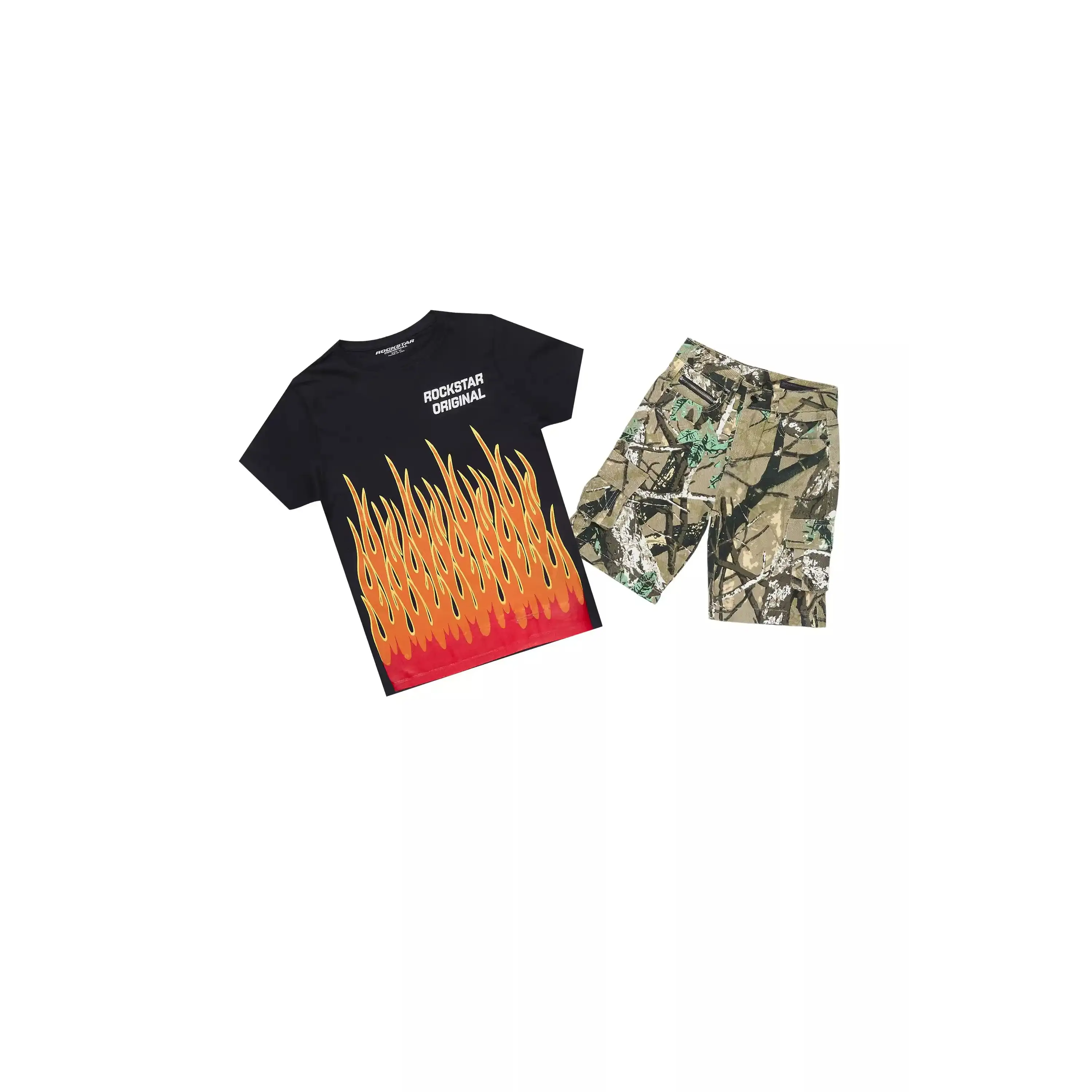Boys Roeland Black T-Shirt/Denim Short Set