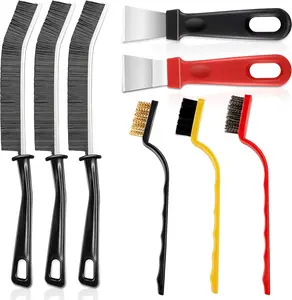 8-Pcs Hard Bristle Crevice Cleaning Brush Set – Heavy Duty Grout & Gap Cleaner for Stove, Window Tracks, Tile Lines & Car Interior