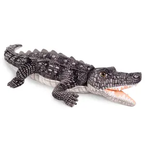 Real Planet™ Gray Open Mouth Crocodile Realistic Plush Stuffed Animal