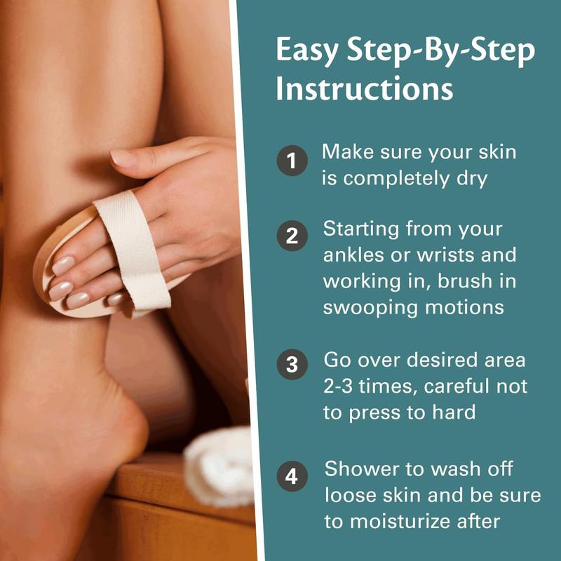 Wooden Firm Dry Brush & Shower Brush for Body Care- Handheld Back Scrubber Body Brush Exfoliator & Dead Skin Remover for Men & Women by M3 Naturals