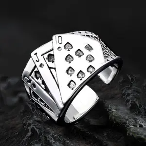 GTHIC Straight Flush Poker Cards Ring Unisex Bent Stainless Steel Jewelry For Daily Wear Personalized Birthday Gift