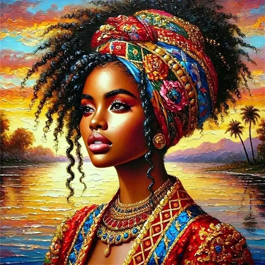 1 set of DIY diamond painting kit, 5D diamond art set, DIY decoration, vibrant colors, African style, gorgeous accessories. Mosaic, diamond art, DIY art home decor.