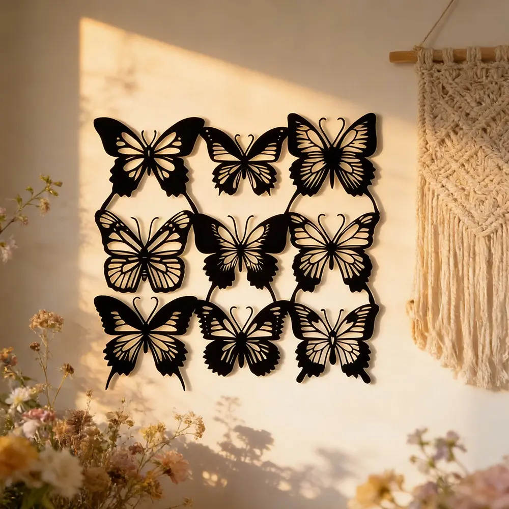 Butterfly Wall Art, 1 Set Iron Butterfly Wall Decor, Cute Wall Decor, Artistic Decorative Wall Hanging Decor Wall Decoration for Home Living Room Bedroom Garden Patio