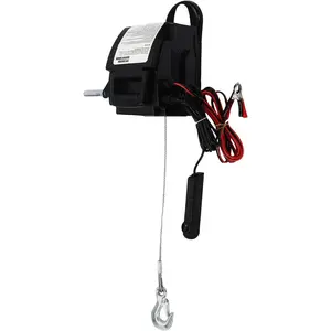 2000lbs Portable Trailer Winch, 300W 12V Rolling Force Unidirectional Winch, Remote Towing Hitch Truck Trailer Boat, Electric Hoist for Garage, Warehouse, Factory Lifting Towing