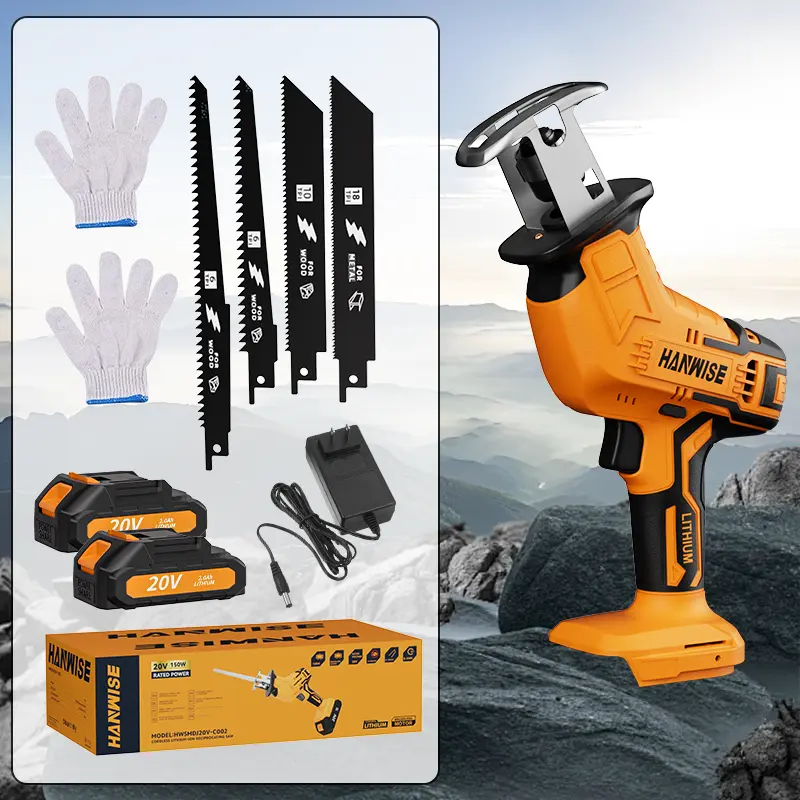 Newly Upgraded Electric Reciprocating Saw with LED Lighting, Safety Lock, Replaceable Saw Blades - Tools and Gadgets, Work Tools, Multi-Purpose Cutting, 1 or 2 Optional Batteries, Discounted Set, Men's Christmas Gift