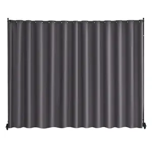 Gray Freestanding Portable Wall Divider with Wheels - Curtain Divider Stand, Interior Privacy Screen for Home Living Room, Office