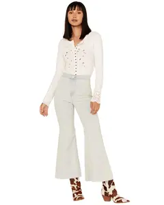 Free People Women's Light Wash High Rise Quake Cropped Flare Jeans - Ob1283058-Ltwh