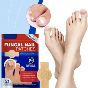 21 Pcs Fungal Nail Treatment Patches, Night Repair Hydrogel Toenail Patches, 8-Hour Deep Hydration & Strengthening Formula, Anti-Fungal Nail Care Stickers, Easy Apply, Strong Adhesion for Damaged & Discolored Nails