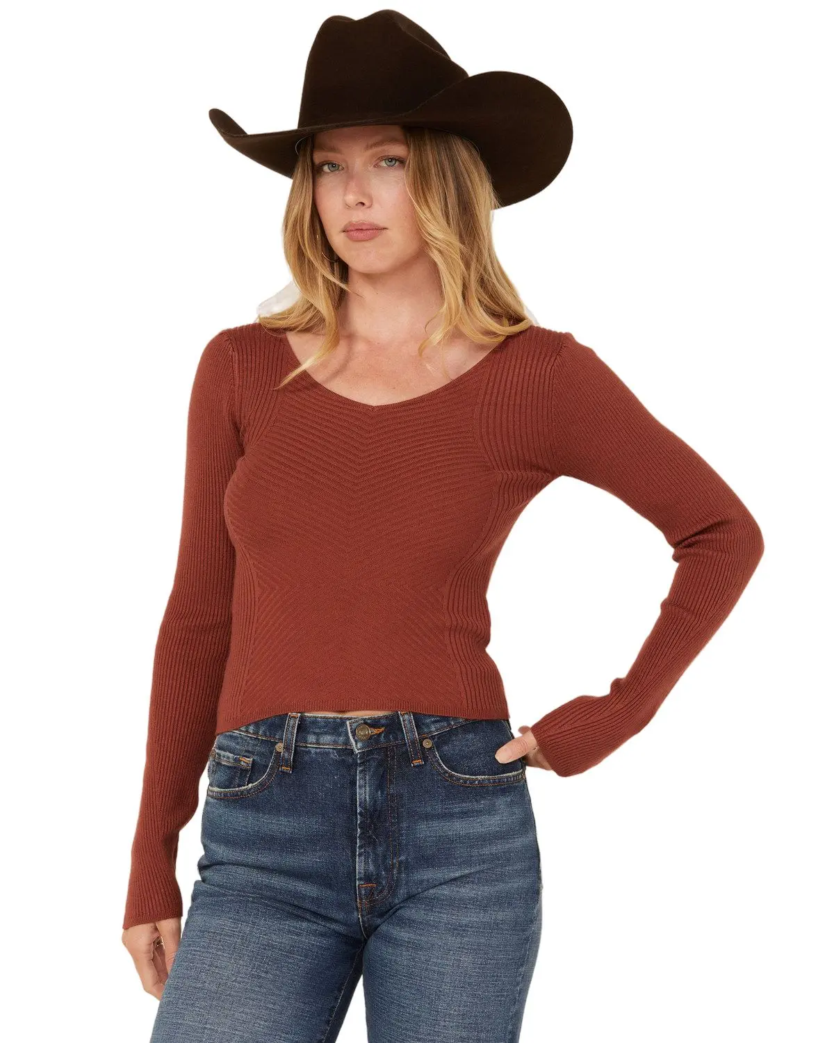Shyanne Women's Women'S Ribbed Long Sleeve Sweater - Swfa24sw56-Mv