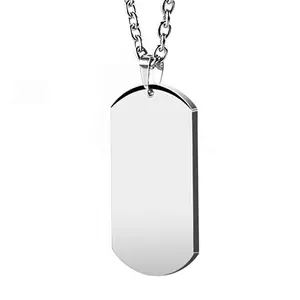 HZMAN Mens High Polishing Stainless Steel Dog Tag Pendant Necklace 22+2 Inch Link Chain