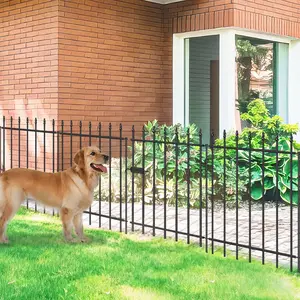 Metal Garden Fence with Gate 30 in H x 10 ft L, 1 Gate + 4 Panels Border Fence Panels  Barrier for Dogs, No Dig Garden Fencing for Yard Patio Flower Bed Lawn Outdoor, Black
