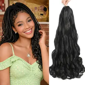 FEILIMEI French Curly Braiding Hair 22Inch Loose Wavy 8 Packs 75g/Pack  Pre Stretched Bouncy Braiding Hair  Extensions Synthetic French Curl Crochet Hair Extensions for Black Women（8packs,22Inch)