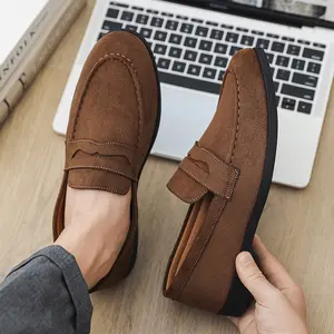 UYCEKK Men's Loafers, Fashion Trend New British Style Shoes One-Step-Done Lazy Bean Shoes Korean Version Nightclub Barber Style Shoes, British Square Toe Height Increasing Slip-On Casual Shoes Barber Loafers Men Thick Sole Bean Shoes Comfortable Dur