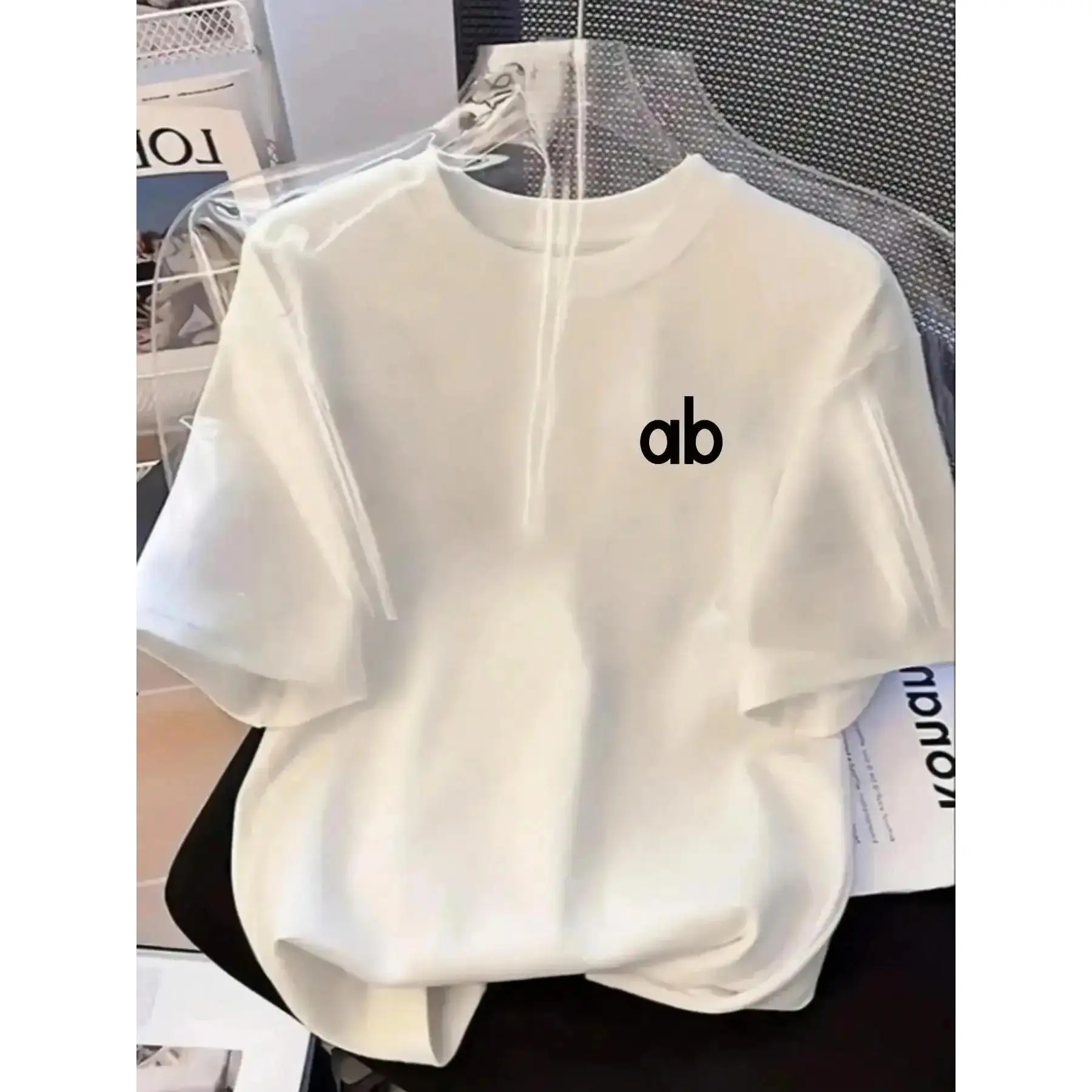 Women's Short-Sleeve Ab Graphic T-Shirt - Round Neck, Loose Fit, Slimming, Casual, Comfortable, Breathable Spring Summer New Top, Ideal for Daily Wear, Shortsleeve, Graphic T Shirts