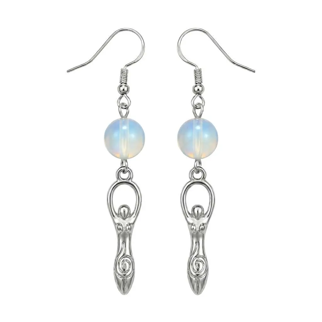 Opalite Goddess Earrings Iridescent Crystal Dangle
