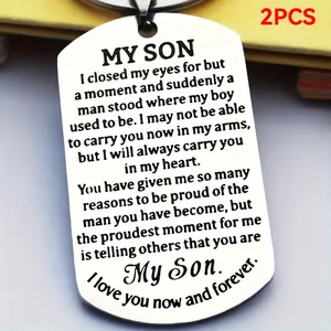 2pcs To My Son Inspirational Gifts - For Son From Mom Dad - Sweet 16th, 18th, 21st Birthday, Graduation, Christmas, Back To School Gift - For Teenagers & Young Adults - Motivational & Encouraging Gift