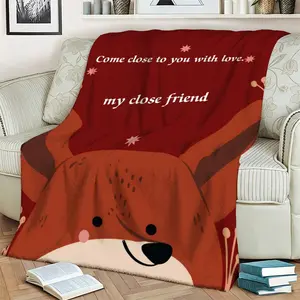"my Close Friend" Fox Print Blanket, Soft Flannel, Cozy and Warm, Multi-Use for Bedroom, Sofa, Office, Car, Home Decor, Gift Idea