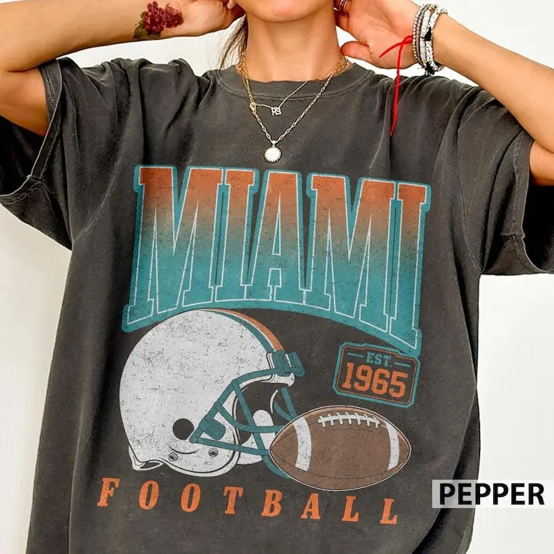 Comfort Colors Miami Football Vintage 90s T-Shirt, Dolphins Mascot Tee, Retro Game Day Apparel, Fan Gift