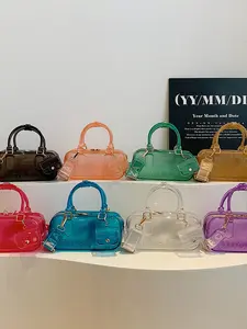 Summer Candy Color Pillow Bag, Transparent Handbag, Top Handle Handbags, Casual Shoulder Crossbody Boston Small Square Bag, High Aesthetic Women's Purse