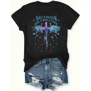 Dragon T-Shirt Black Fantasy Theme Personalized Unisex Top Summer Comfortable Breathable Short Sleeve Tee Suitable For All Outfits Made In Usa