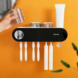 iHave Toothbrush Sanitizer and Holder - UV Toothbrush Holders for Bathrooms with Toothpaste Dispenser, Smart Toothbrush Holder for Wall, Toothbrush Organizer & Toothbrush Sanitizer and Holder with Breathing Light – Perfect Bathroom Home Essentials - B