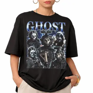 Retro 90'S Simon Ghost Riley T-Shirt Call Of Duty Graphic Bootleg Tee Ghost Video Game Fan Tee