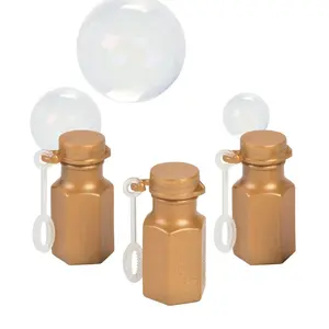Bulk 48 Pc. Mini Hexagon Gold Bubble Bottles