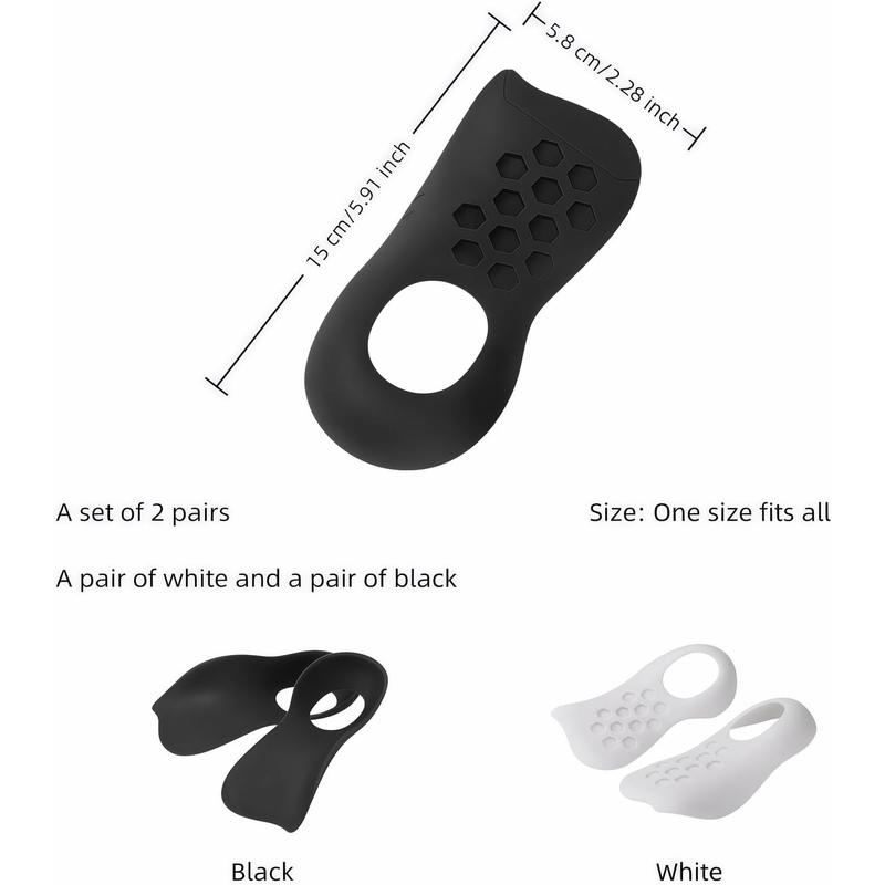 Arch Support Insoles for Men and Women - Plantar Fasciitis Relief, Flat Feet Orthotic Inserts for Over Pronation, High Arch, Heel Pain - Sport & Work Shoe Insoles, Black and White, 2 Pairs