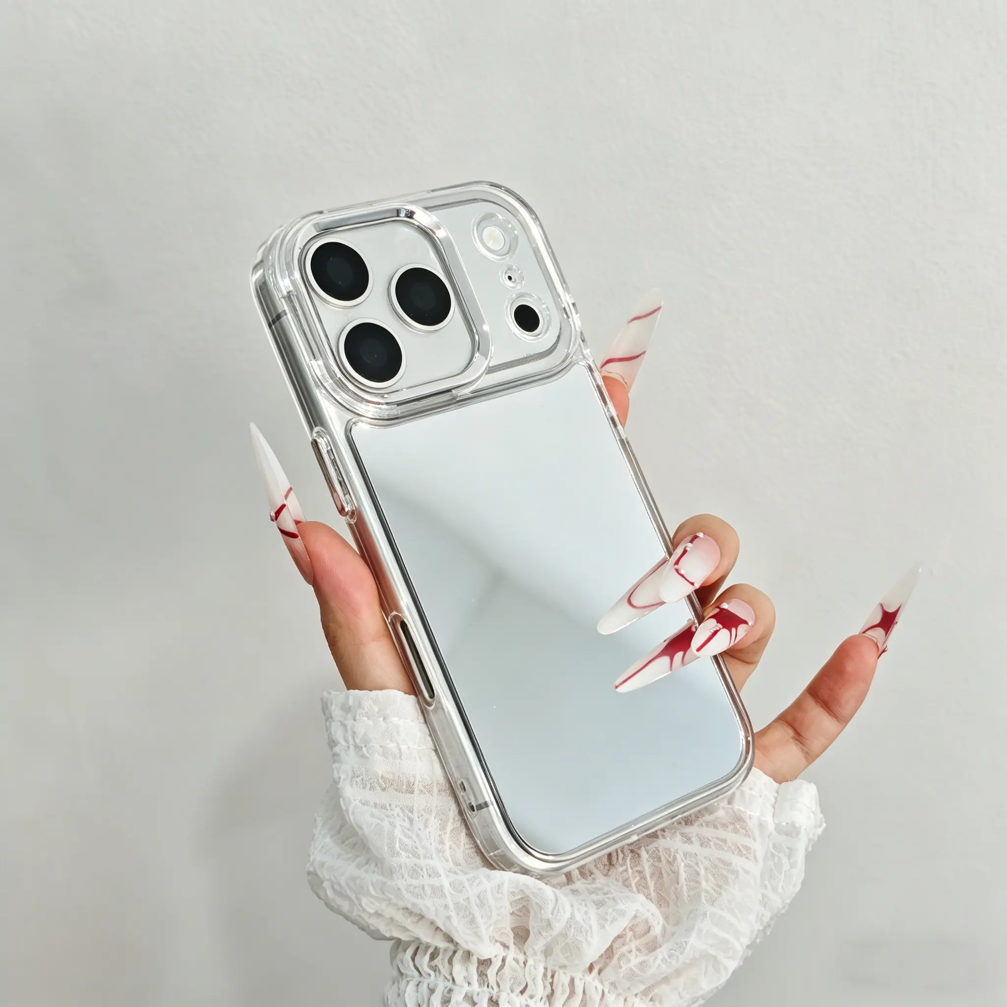 Minimalist Makeup Mirror Shock-Resistant Cellphone Case - Premium Polished Casing & Cover with Protection, Compatible with iPhone 13/14/15/16 Pro Max, 17 Series - Unisex E-Commerce Accessories, Ideal Gift